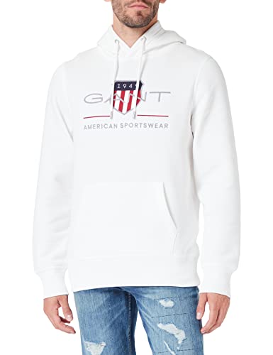 GANT Herren REG Archive Shield Hoodie Kapuzenpullover, Eggshell, Standard von GANT