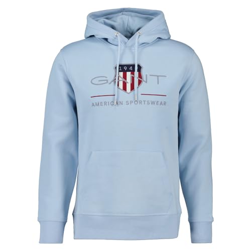 GANT Herren REG Archive Shield Hoodie Kapuzenpullover, Fresh Blue, 60 von GANT
