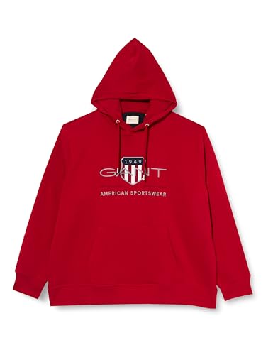 GANT Herren REG Archive Shield Hoodie Kapuzenpullover, Ruby RED, S von GANT