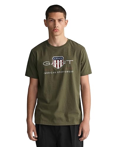 GANT Herren REG Archive Shield SS T-Shirt, Juniper Green, XXL von GANT