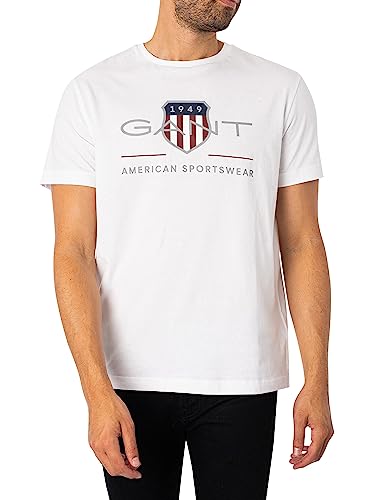 GANT Herren REG Archive Shield SS T-Shirt, White, Standard von GANT