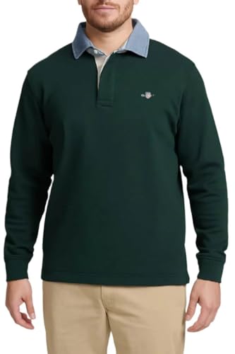 GANT Herren REG Chambray Heavy Rugger Polohemd, Grün, L von GANT