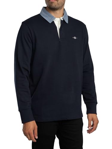 GANT Herren Regular Chambray Heavy Rugger Langarm-Poloshirt, Evening Blue, XXL von GANT