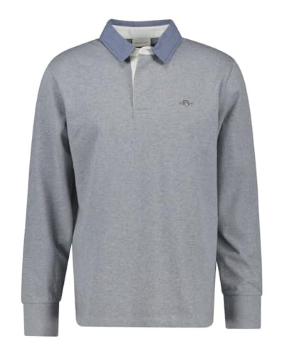 GANT Herren REG Chambray Heavy Rugger T-Shirt, Grey Melange, L von GANT
