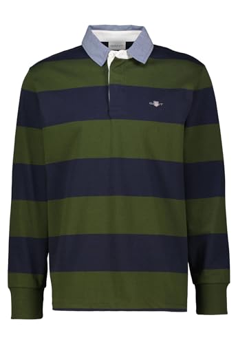 GANT Herren REG Chambray Stripe Heavy Rugger Polohemd, Grün, M von GANT