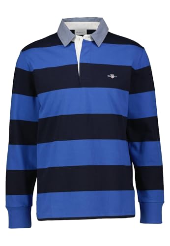 GANT Herren REG Chambray Stripe Heavy Rugger Polohemd, Rich Blue, Large von GANT
