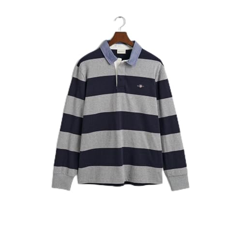 GANT Herren REG Chambray Stripe Heavy Rugger T-Shirt, Grey Melange, XX-Large von GANT
