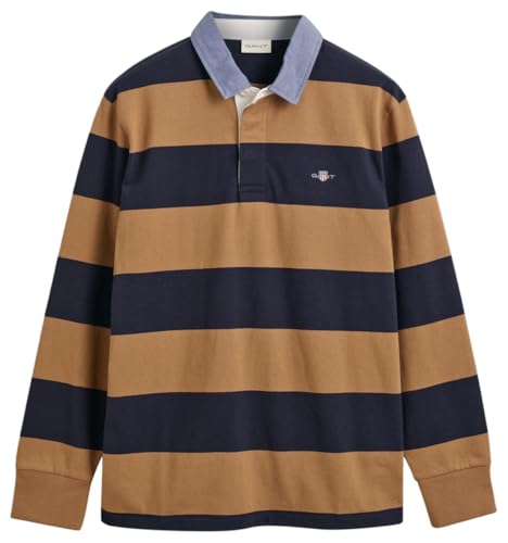 GANT Herren REG Chambray Stripe Heavy Rugger T-Shirt, WARM Khaki, L von GANT