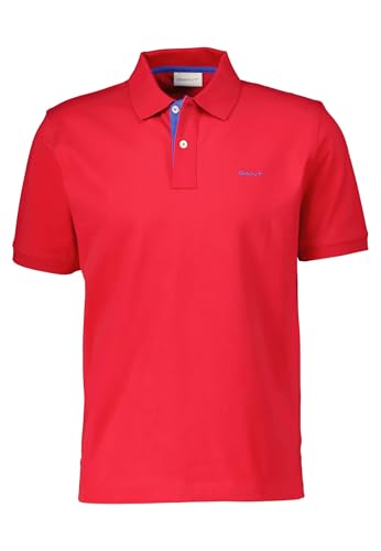 GANT Herren REG Contrast Pique SS Polo Polohemd, Ruby RED, Medium von GANT