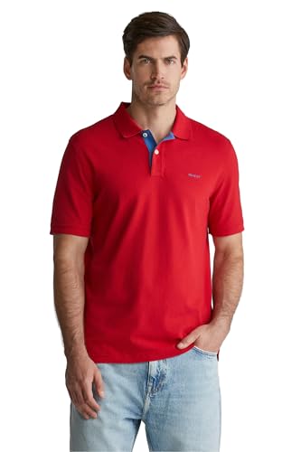 GANT Herren REG Contrast Pique SS Polo Polohemd, Ruby RED, Medium von GANT
