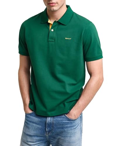 GANT Herren REG Contrast Pique SS Polo Polohemd, Strong Green, XXL von GANT