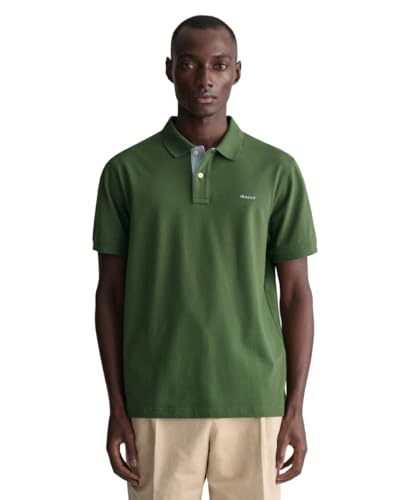 Gant Herren REG Contrast Pique SS Rugger, Pine Green, XL von GANT