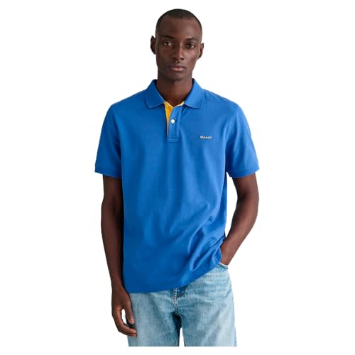 Gant Herren REG Contrast Pique SS Rugger, Rich Blue, XXL von GANT