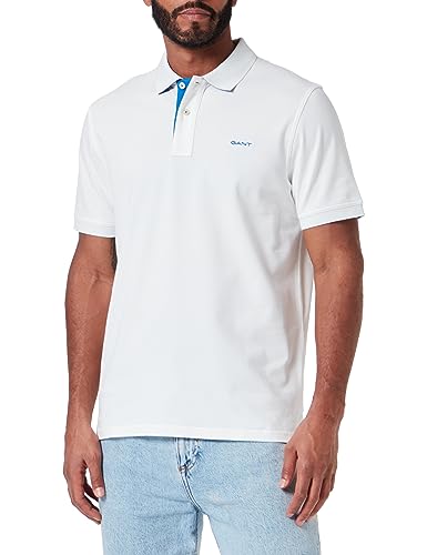 Gant Herren REG Contrast Pique SS Rugger Polohemd, Eggshell, Standard von GANT