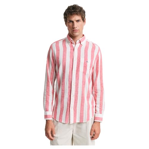 GANT Herren REG Cotton Linen Bold Stripe Shirt Hemd, Brick RED, 3XL von GANT