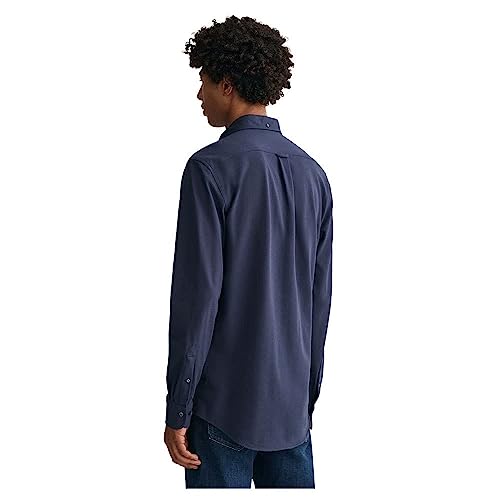 GANT Herren REG Jersey Pique Shirt Klassisches Hemd, Marine, S von GANT