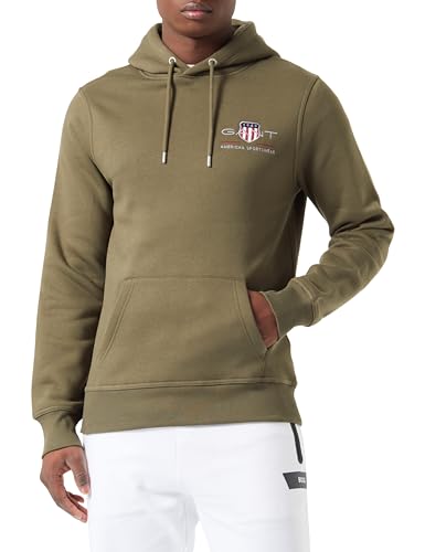 GANT Herren REG MEDIUM Archive Shield Hoodie Kapuzenpullover, Juniper Green, XXL von GANT