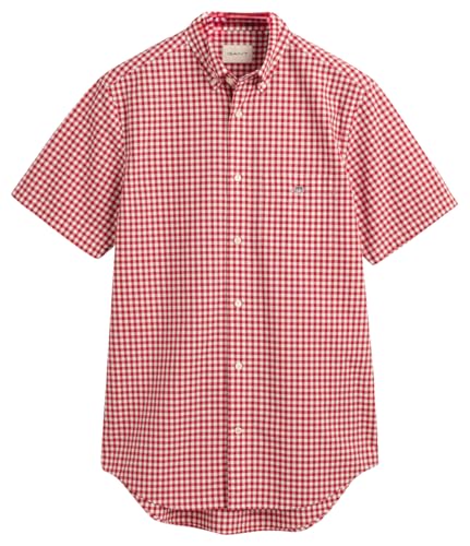 GANT Herren REG POPLIN Gingham SS Shirt, Ruby RED, 56 von GANT