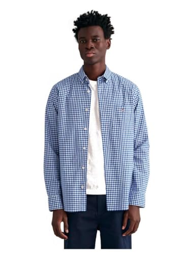 GANT Herren REG POPLIN Gingham Shirt Klassisches Hemd, College Blue, Standard GANT Herren REG POPLIN Gingham Shirt Klassisches Hemd, College Blue, Standard von GANT