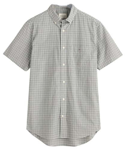 GANT Herren REG POPLIN Microcheck SS Shirt, Milky Matcha, XL von GANT