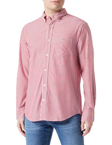 GANT Herren REG POPLIN Stripe Shirt, Ruby RED, 56 von GANT