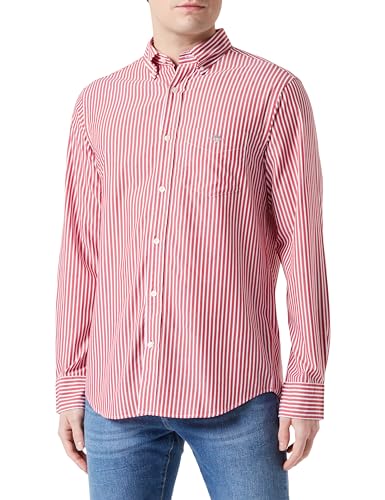 GANT Herren REG POPLIN Stripe Shirt Klassisches Hemd, Ruby Red,L von GANT