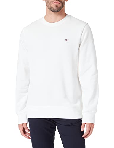 GANT Herren REG Shield C-Neck Sweat Logo Rundhalspullover, Eggshell, S von GANT