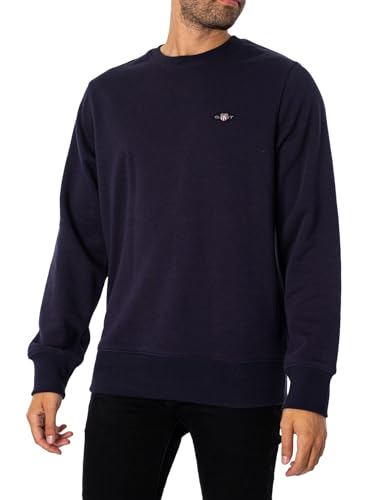 GANT Herren REG Shield C-Neck Sweat Logo Rundhalspullover, Evening Blue, XS von GANT