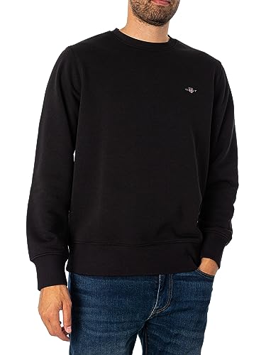 GANT Herren REG Shield C-Neck Sweat Sweatshirt, Black, Standard von GANT