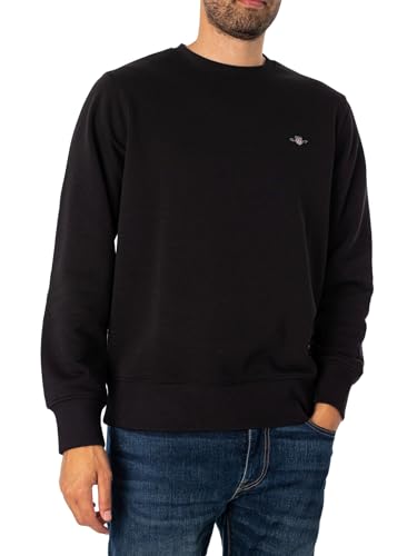 GANT Herren REG Shield C-Neck Sweat Sweatshirt, Black, Standard von GANT