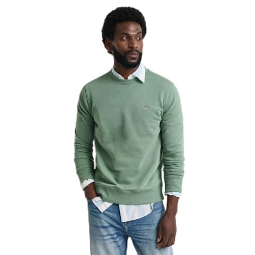 GANT Herren REG Shield C-Neck Sweat Sweatshirt, Kalamata Green, Small von GANT