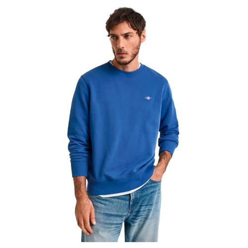 GANT Herren REG Shield C-Neck Sweat Sweatshirt, Rich Blue, XL von GANT