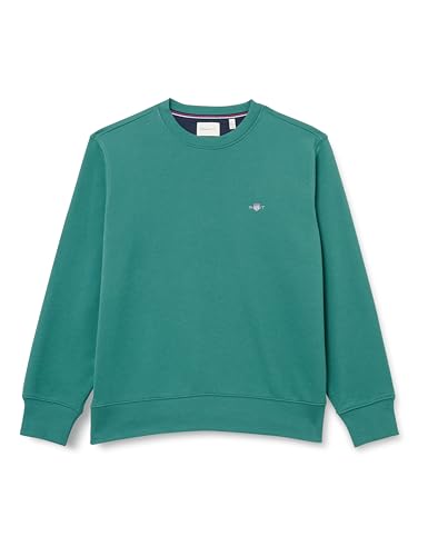 GANT Herren Sweatshirt - REGULAR SHIELD C-NECK SWEAT, Rundhals, Baumwoll-Mix Grün (Woody) 2XL von GANT