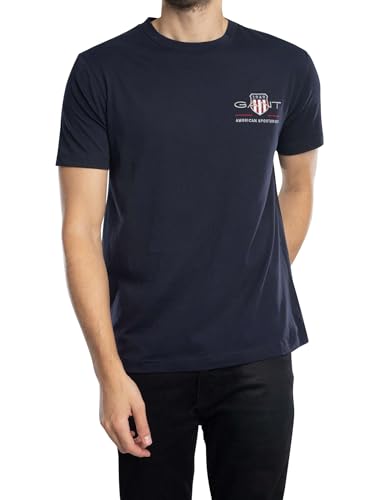 Gant Herren REG Shield EMB SS ARCHIV Logo T-Shirt, Evening Blue, S von GANT