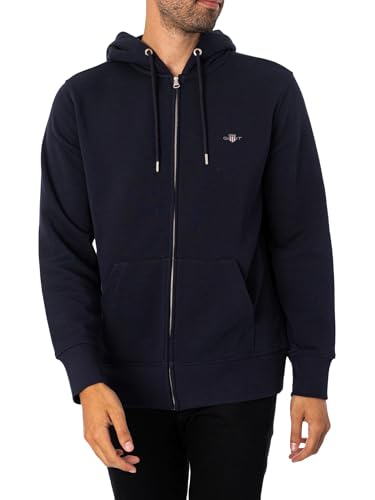 Gant Herren REG Shield Full Zip Hoodie Logo Kapuzenpullover MIT REIßVERSCHLUSS, Evening Blue, S von GANT