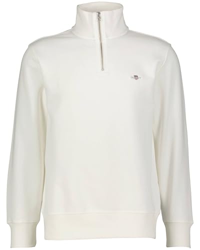 GANT Herren REG Shield Half Zip Sweat Sweatshirt, Eggshell, XL von GANT