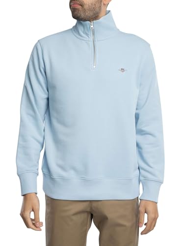 GANT Herren Sweatshirt Mit 1/4-Reißverschluss Und Regulärem Schild, Fresh Blue, XL von GANT