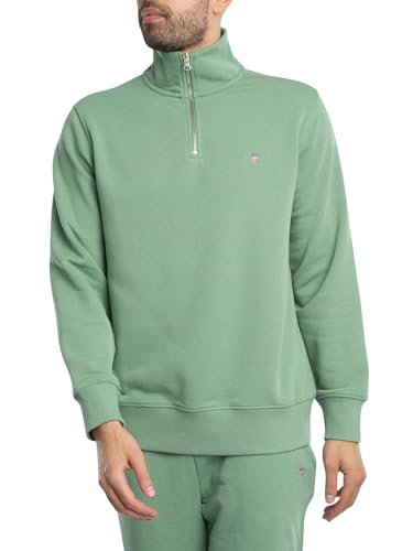 GANT Herren REG Shield Half Zip Sweat Sweatshirt, Kalamata Green, M von GANT