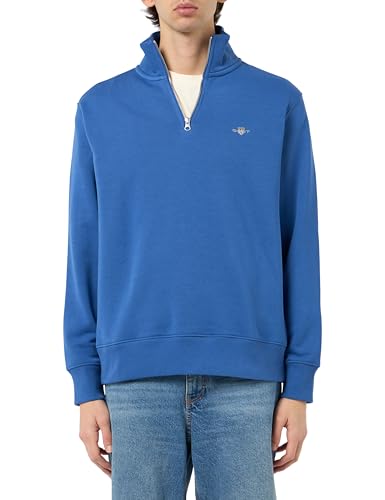 GANT Herren REG Shield Half Zip Sweat Sweatshirt, Rich Blue, L von GANT