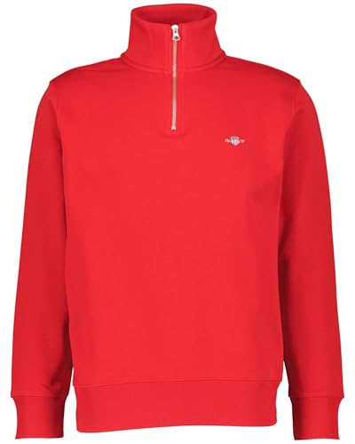 GANT Herren REG Shield Half Zip Sweat Sweatshirt, Ruby RED, L von GANT