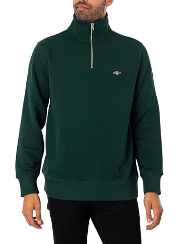 GANT Herren Reguläres Shield-Sweatshirt Mit Halbem Reißverschluss, Tartan Green, L von GANT