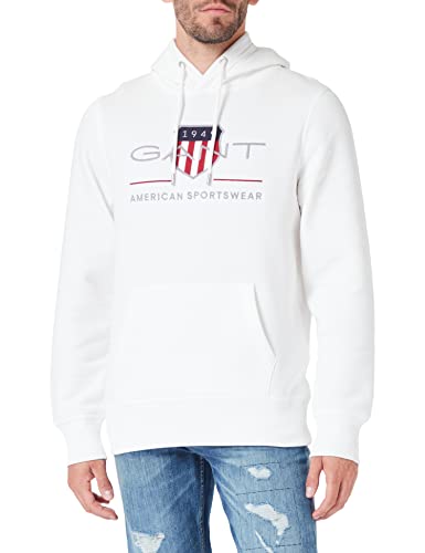 GANT Herren REG Shield Hoodie ARCHIV Logo Kapuzenpullover, Eggshell, S von GANT