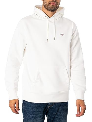 GANT Herren REG Shield Hoodie Logo Kapuzenpullover, Eggshell, S von GANT