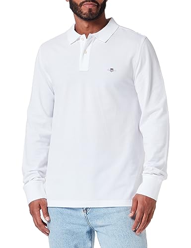 Gant Herren REG Shield LS Pique Rugger KLASSISCHES Langarm Poloshirt, White, L von GANT
