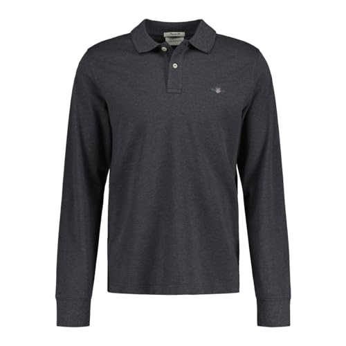 GANT Herren REG Shield LS Pique Rugger Polohemd, Antracit Melange, M von GANT