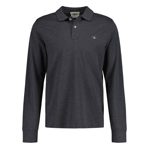 GANT Herren REG Shield LS Pique Rugger Polohemd, Antracit Melange, M von GANT
