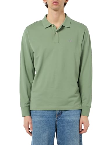 GANT Herren REG Shield LS Pique Rugger Polohemd, Kalamata Green, M von GANT