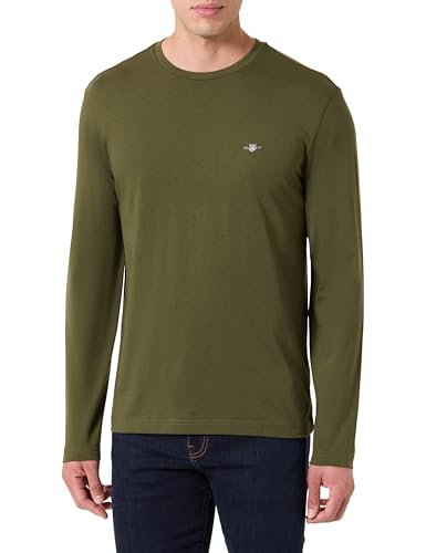 GANT Herren REG Shield LS T-Shirt, Grün, L von GANT