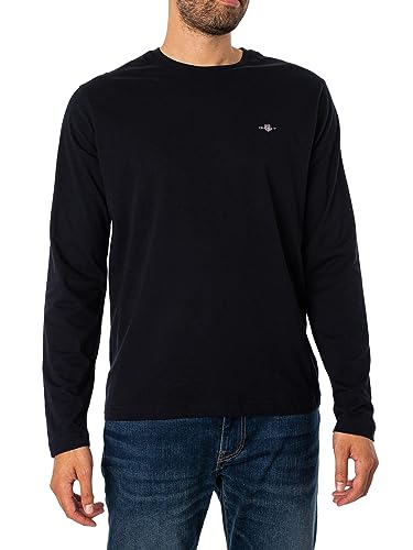 GANT Herren REG Shield LS T-Shirt Logo Langarmshirt, Black, L von GANT