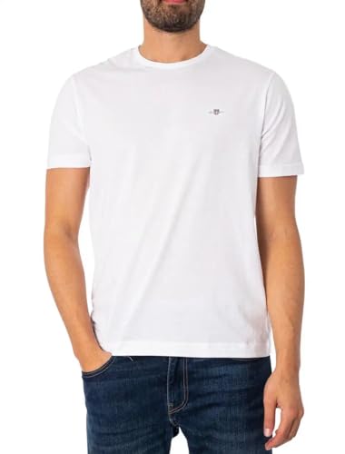 GANT Herren REG Shield SS Logo T-Shirt, White, XS von GANT